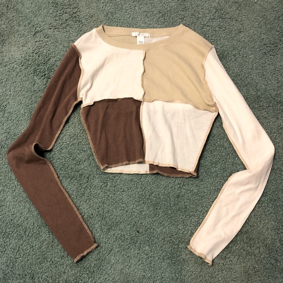 Tilly’s Full Tilt Color Block Cropped Long Sleeve - Picture 1 of 7